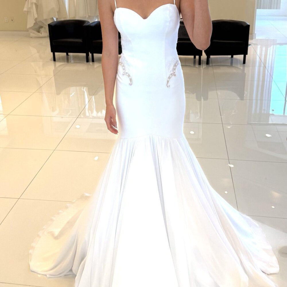 Nurit Hen Haute Couture Mermaid Wedding Dress Crepe Sweetheart Spaghetti Strap